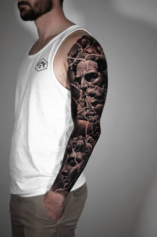 Skulls, black and grey full sleeve