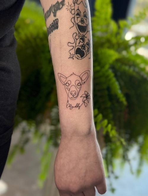 Ornamental work along the forearm, fine line tattoo by Amina at KAZENTATTOO, Los Angeles