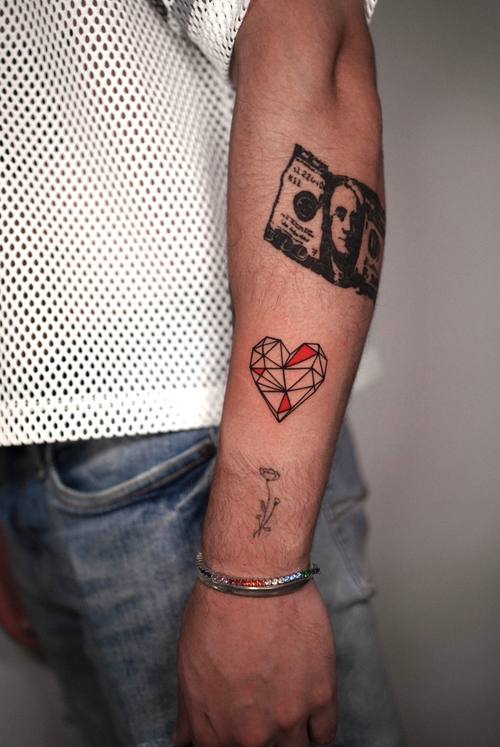Playing cards and a heart on the forearm by Amina at KAZENTATTOO, Los Angeles, second view